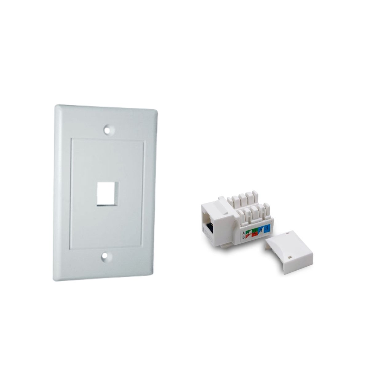 GENERICO - Pack Jack RJ45 Cat6 Hembra + Faceplate Simple