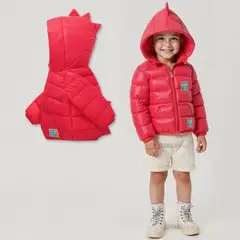 UTILISIMO - Parka Dinosaurio Con Capucha Mangas Larga Niño Rojo