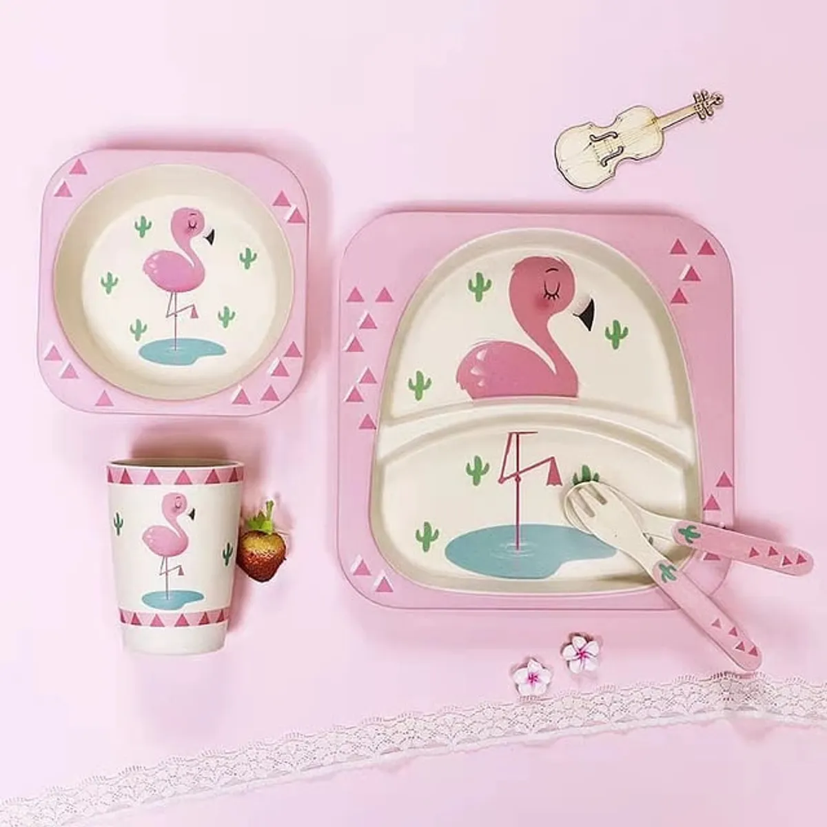 TOPSOC - Set Platos Niños Cubiertos Tenedor Cuchara Y Vaso Colación