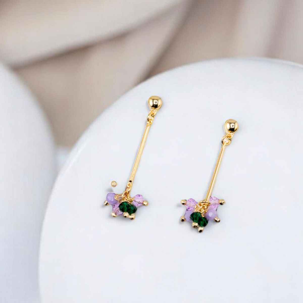 JOYAS MONTERO - Aros Tessa Lila Gold Baño de Oro 24k