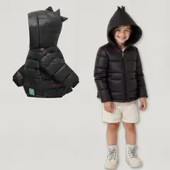 UTILISIMO - Parka Dinosaurio Con Capucha Mangas Larga Niño negro