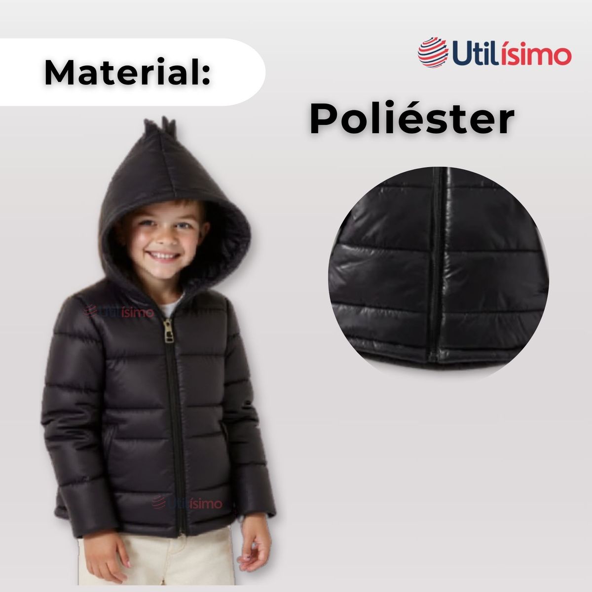 UTILISIMO - Parka Dinosaurio Con Capucha Mangas Larga Niño negro