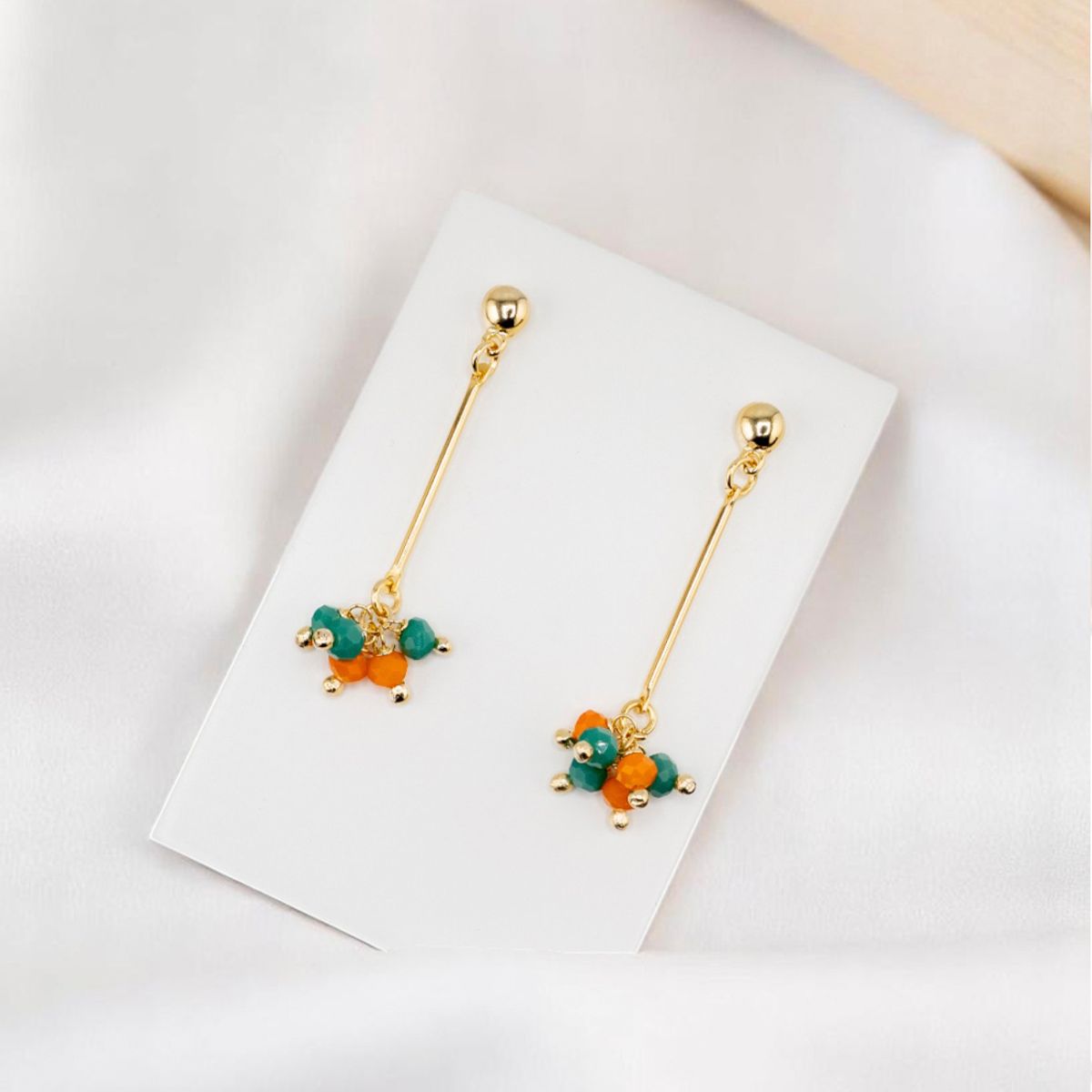 JOYAS MONTERO - Aros Tessa Orange Gold Baño de Oro 24k