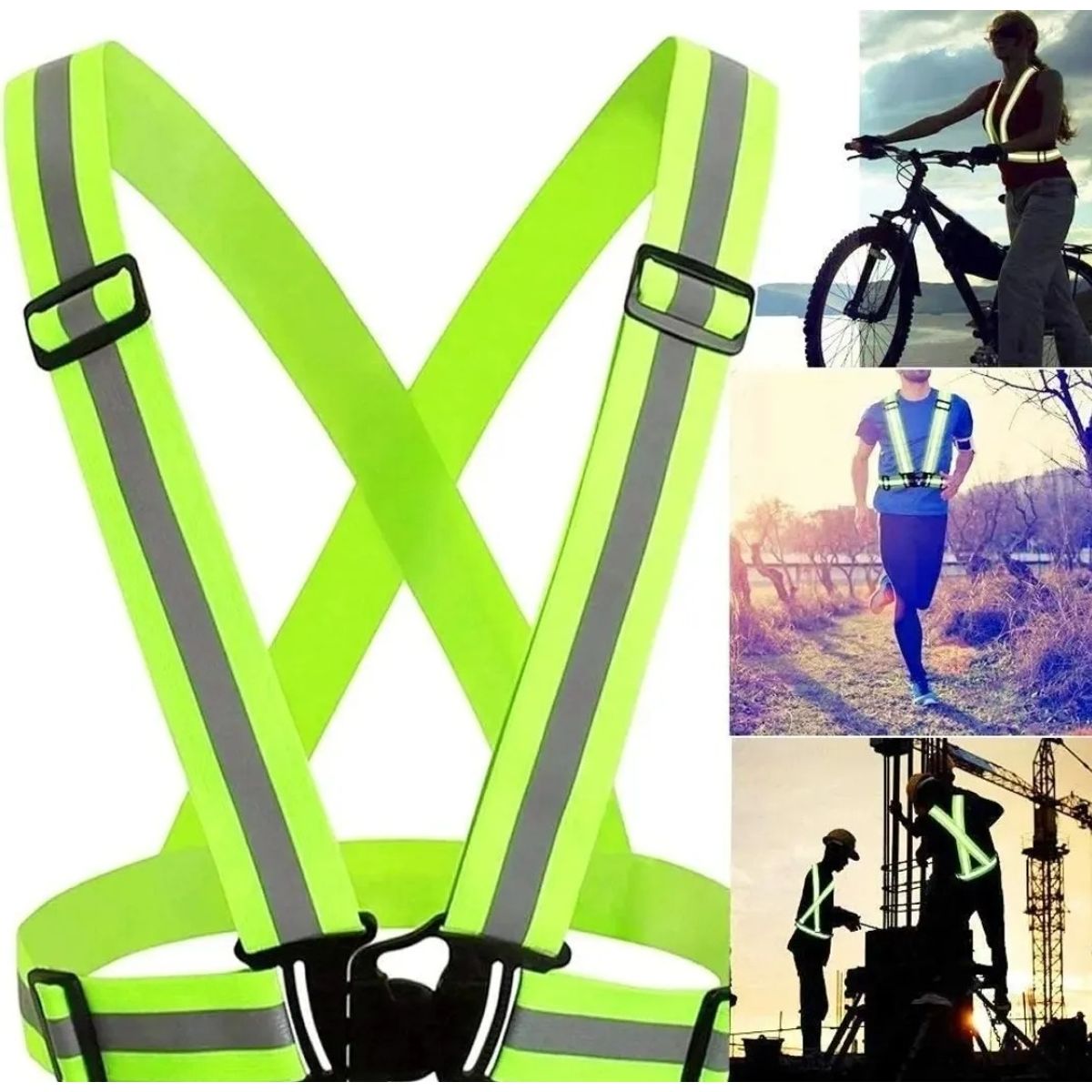 GENERICO - Arnés Elástico Reflectante Ajustable Bicicleta Running Moto