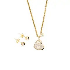 JOYAS MONTERO - Conjunto Alicia Gold Con Circones Blancos