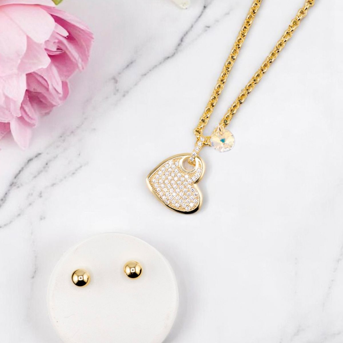 JOYAS MONTERO - Conjunto Alicia Gold Baño Oro 24K Con Circones creado cristales de Swarovski®