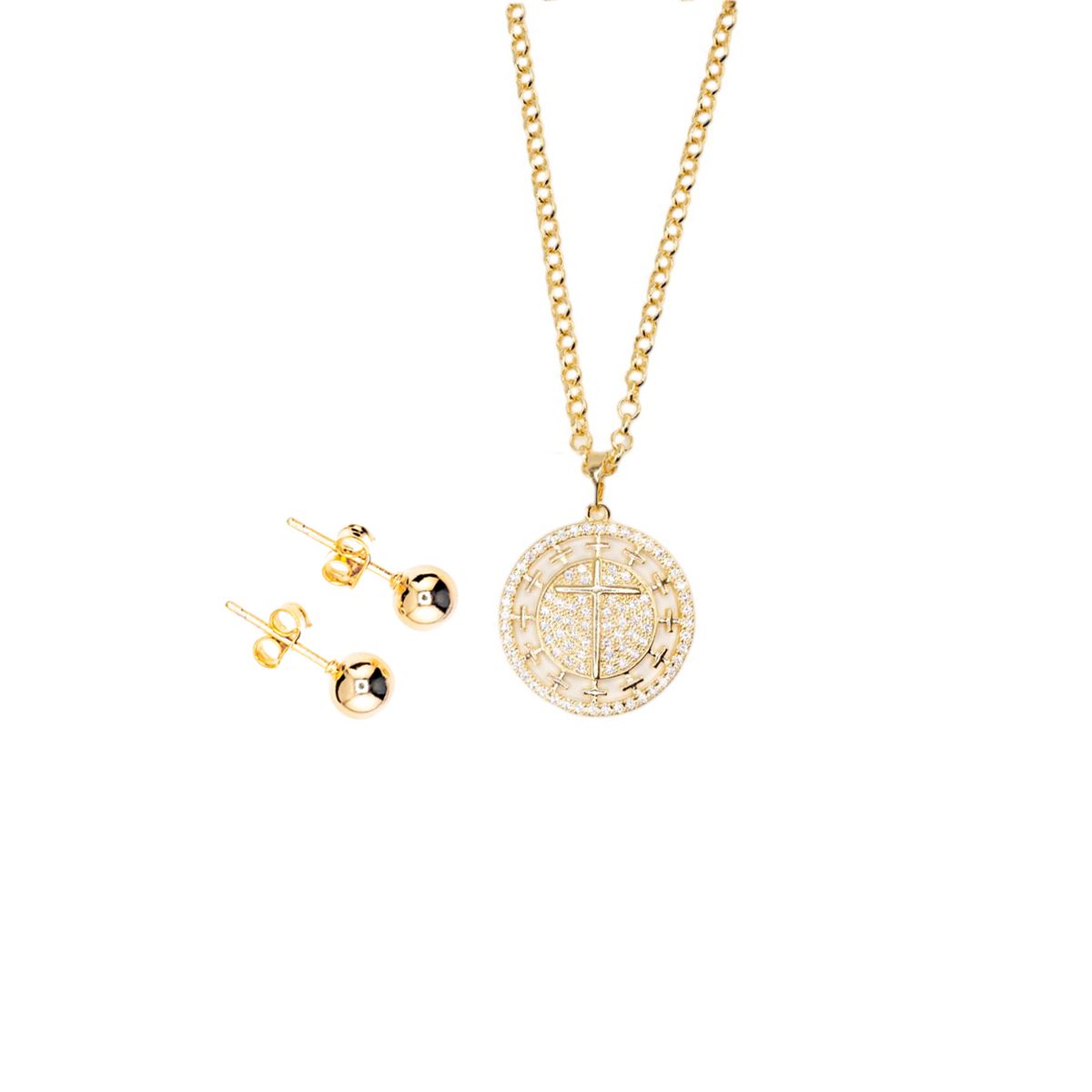 JOYAS MONTERO - Conjunto Anastasia Gold Con Circones Blancos