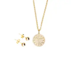 JOYAS MONTERO - Conjunto Anastasia Gold Con Circones Blancos