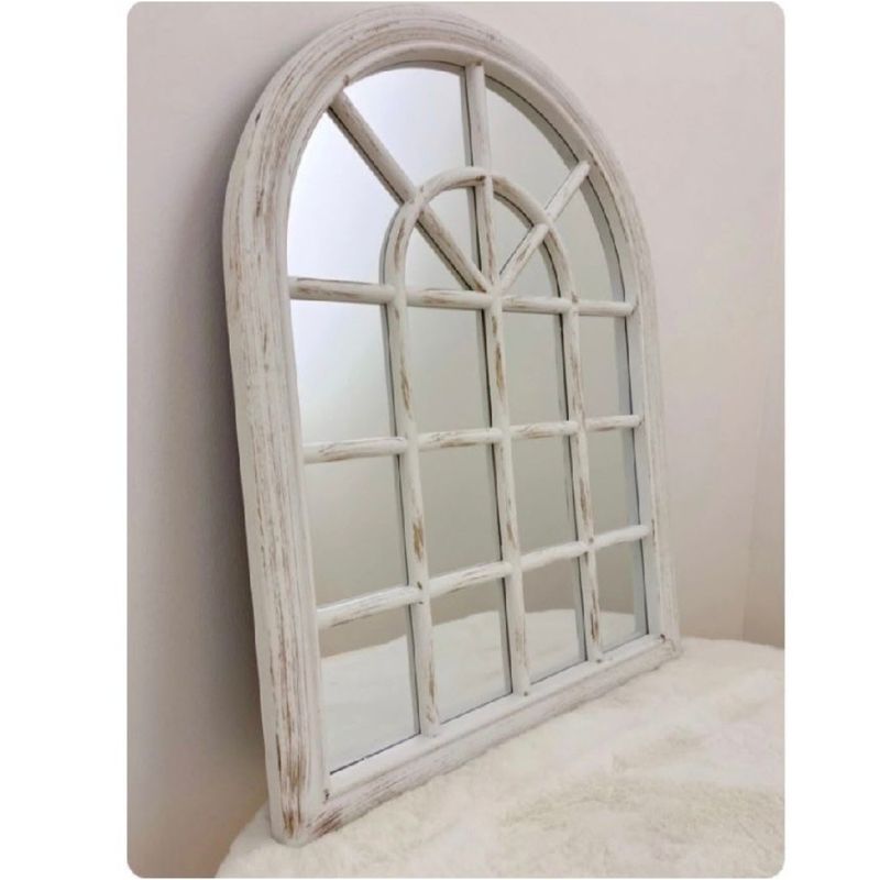 GENERICO - Marco Espejo Decorativo Clasico Forma De Ventana Vintage Blanco