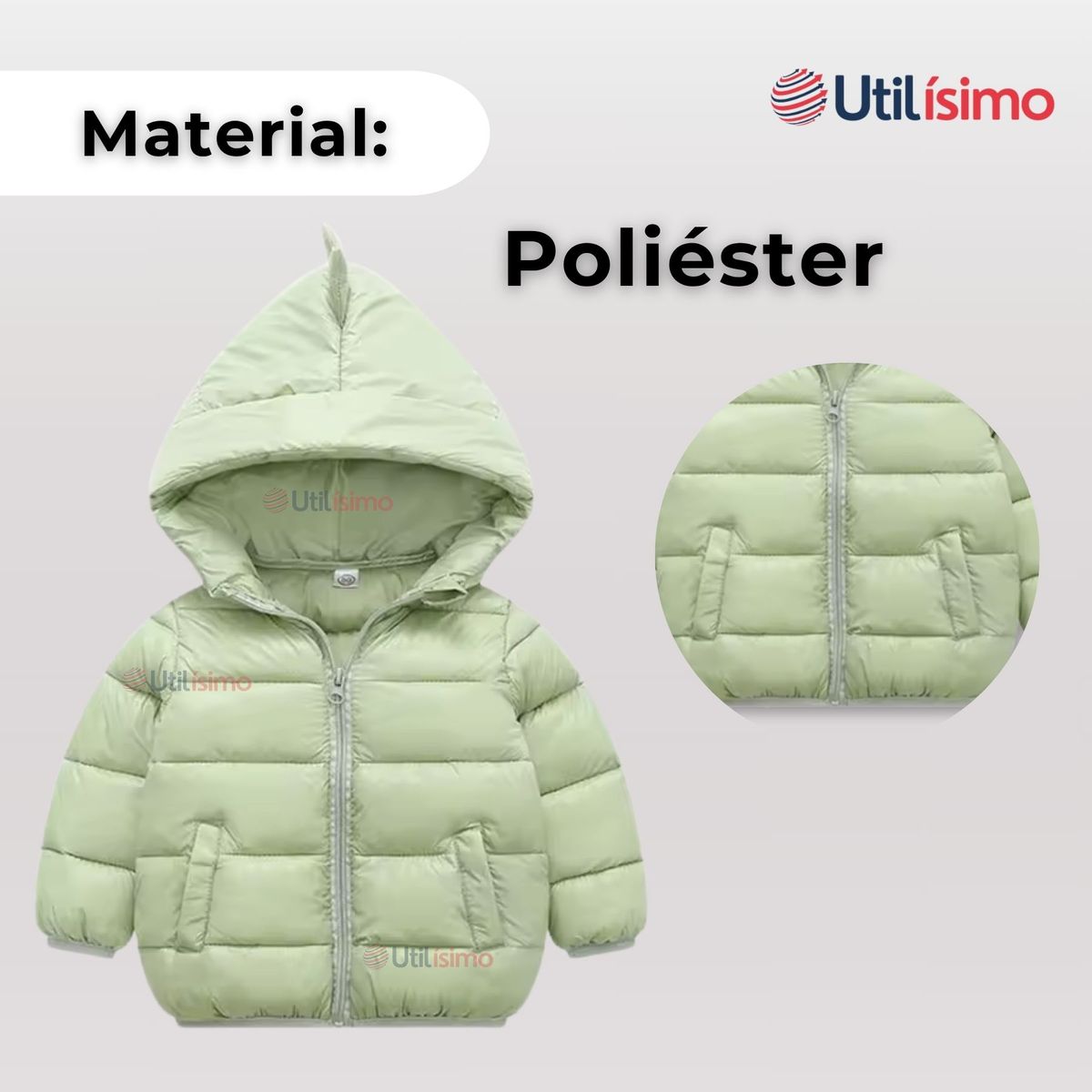 UTILISIMO - Parka Dinosaurio Con Capucha Mangas Larga Niño Verde