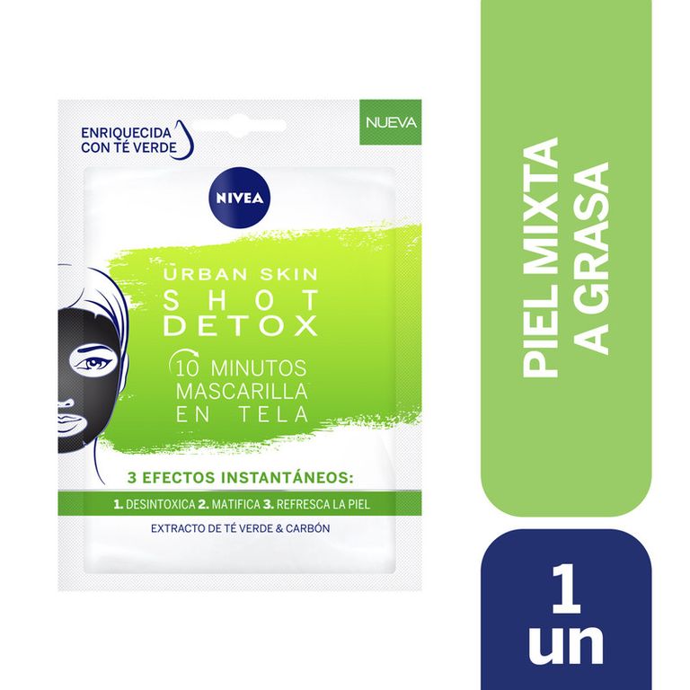 Mascarilla En Tela Urban Skin Shot Detox 10 Minutos