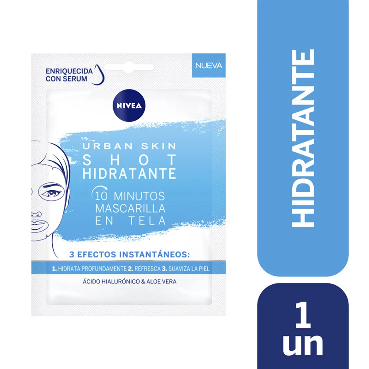 NIVEA - Mascarilla Tela Nivea Urban Skin Shot Hidratante 10 Min 1un