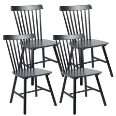 PANDALINO - Pack 4 Silla Windsor - Madera Negra - Moderna y Duradera