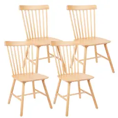 PANDALINO - Pack 4 Silla Windsor - Madera Natural - Moderna y Duradera