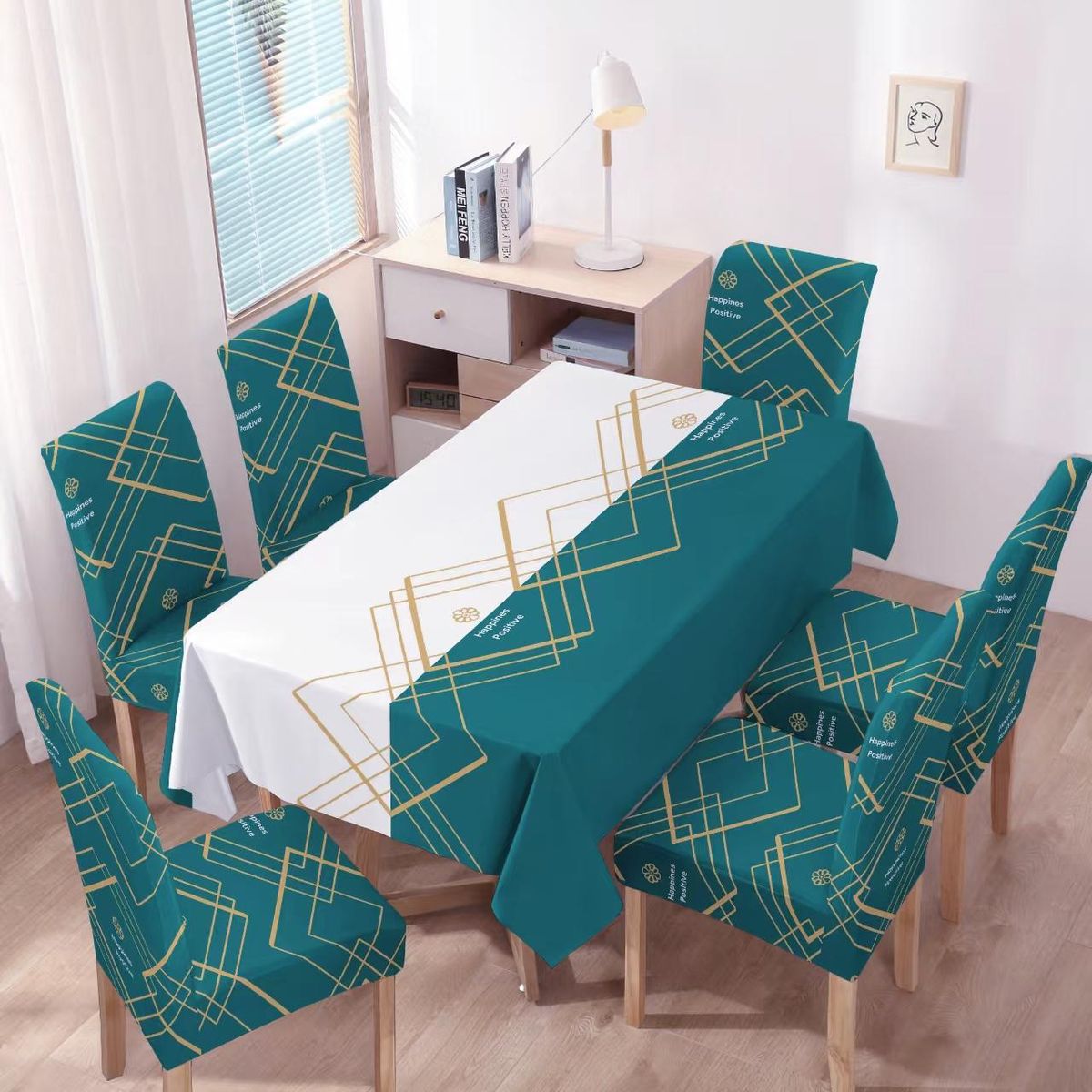 GENERICO - Juego de Mantel y seis fundas de Sillas diseños