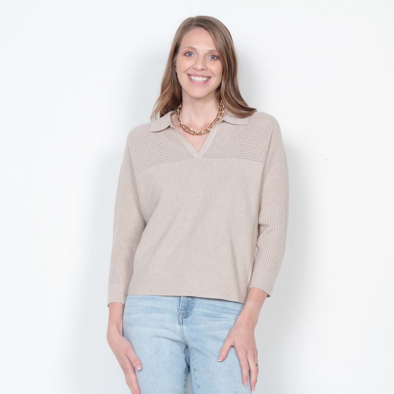 WADOS - SWEATER MANGA 3/4 SOLIDO ESCOTE V