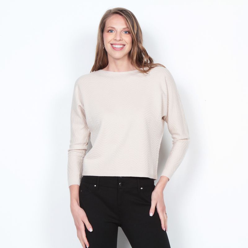 WADOS - SWEATER MANGA LARGA SOLIDO ESCOTE BOTE
