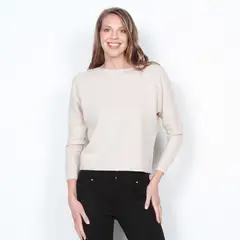 WADOS - SWEATER MANGA LARGA SOLIDO ESCOTE BOTE