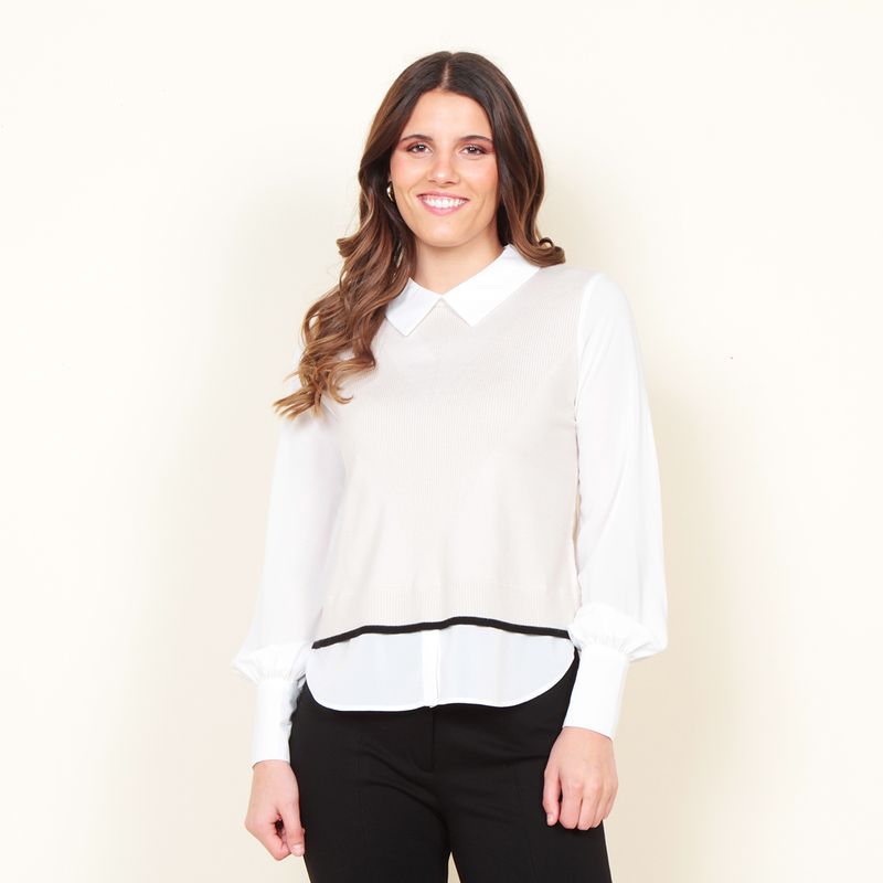 WADOS - SWEATER SIN MANGA ESCOTE REDONDO  CON BLUSA MANGA LARGA