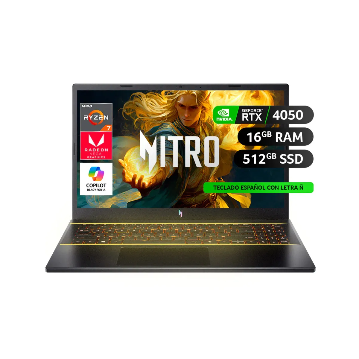 ACER - Notebook Gamer Acer Nitro V  ANV15-42-R50C 15'6 FULL HD IPS /Ryzen 7/ 16gb RAM /512 SSD/ Rtx 4050