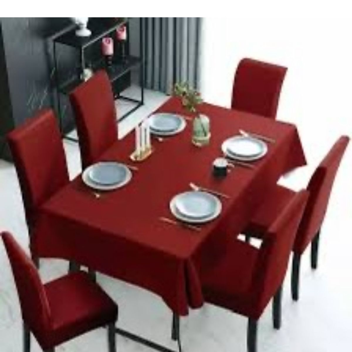 GENERICO - Fundas de Silla Texturizadas Set 6 Unidades Mas Mantel 7 Piezas
