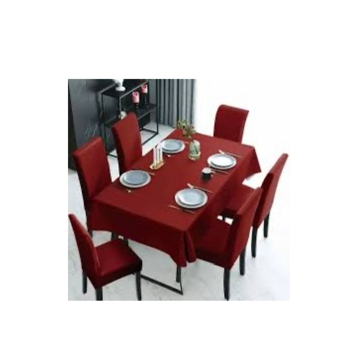 GENERICO - Fundas de Silla Texturizadas Set 6 Unidades Mas Mantel 7 Piezas