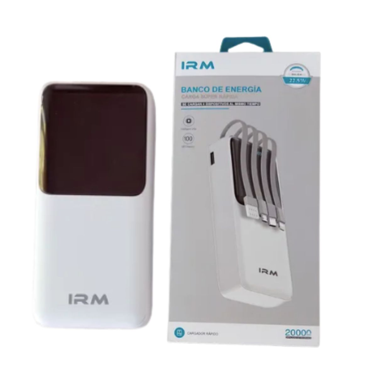 IRM - Cargador Power Bank Irm 20.000mah 22,5w 4 En 1 Carga Rápida