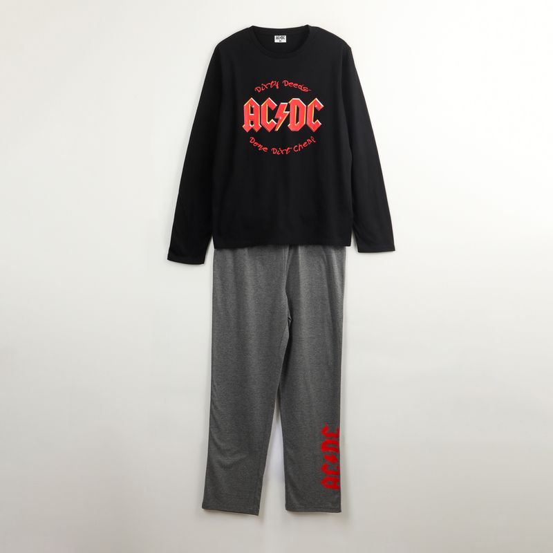 AC DC - Conjunto Pijama Hombre Dirt Cheap Negro Acdc