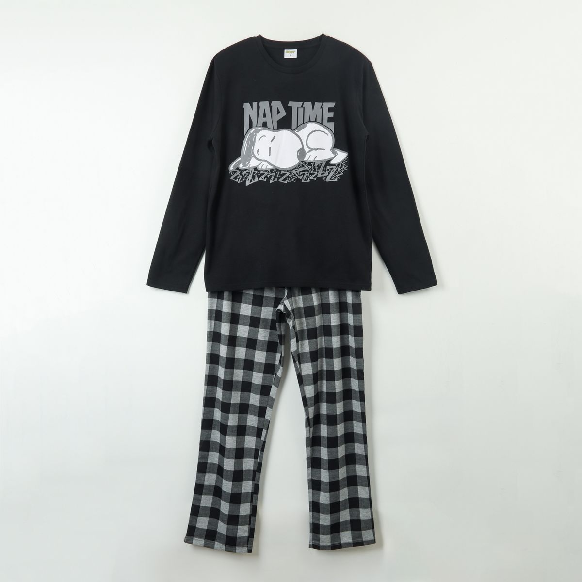 SNOOPY - Conjunto Pijama Hombre Nap Time Negro Snoopy