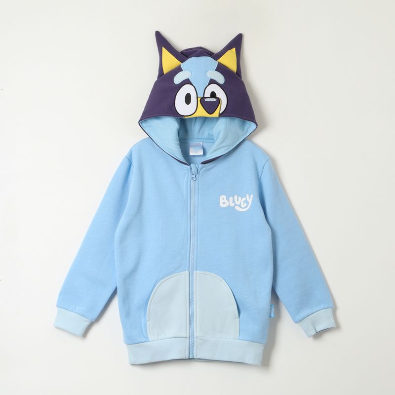 BLUEY - Poleron Cerrado Niño Orejas Celeste Bluey