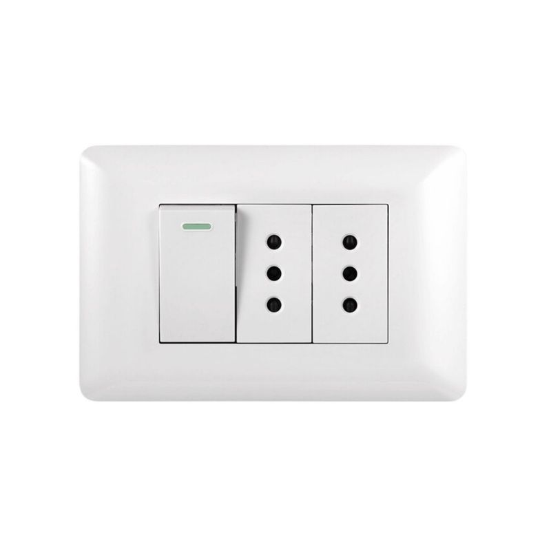 WANT - Interruptor Simple Emb 912 + Enchufe Doble 10A 250V Blanco  Want