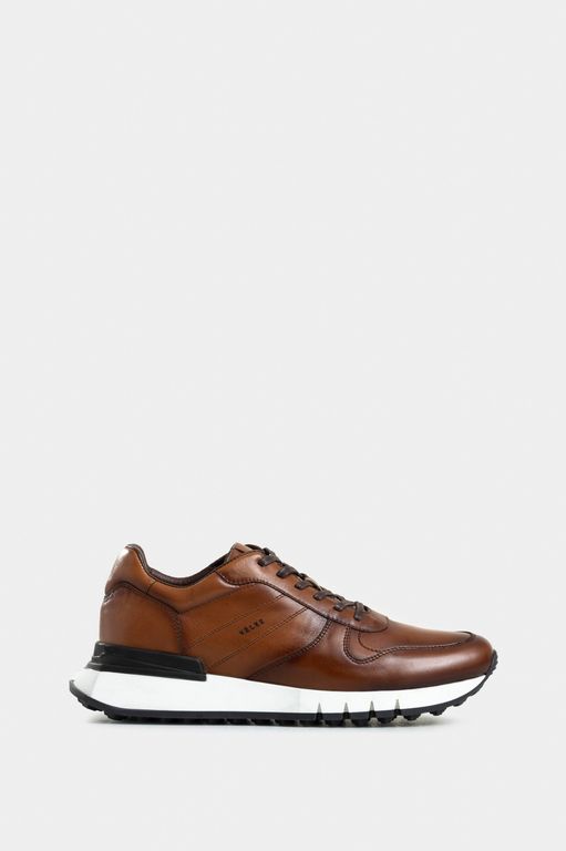 Vélez Zapatillas Iris Cuero Hombre Costuras Laterales Miel