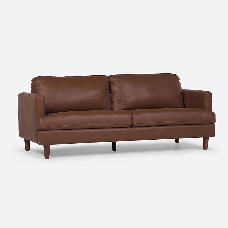 ROSEN - Sofá Rosen Wells 3 Cuerpos Cuero Café Toffy