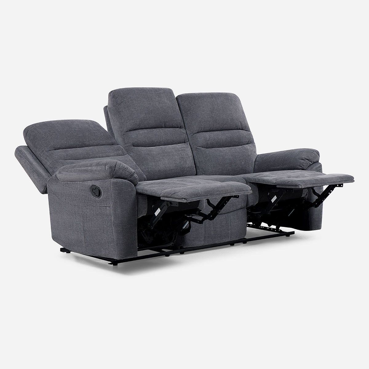 ROSEN - Sofá Reclinable Durden 3 Cuerpos Manual Tela Gris