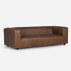 ROSEN - Sofá Jullian 3,5 Cuerpos Cuero Marrón