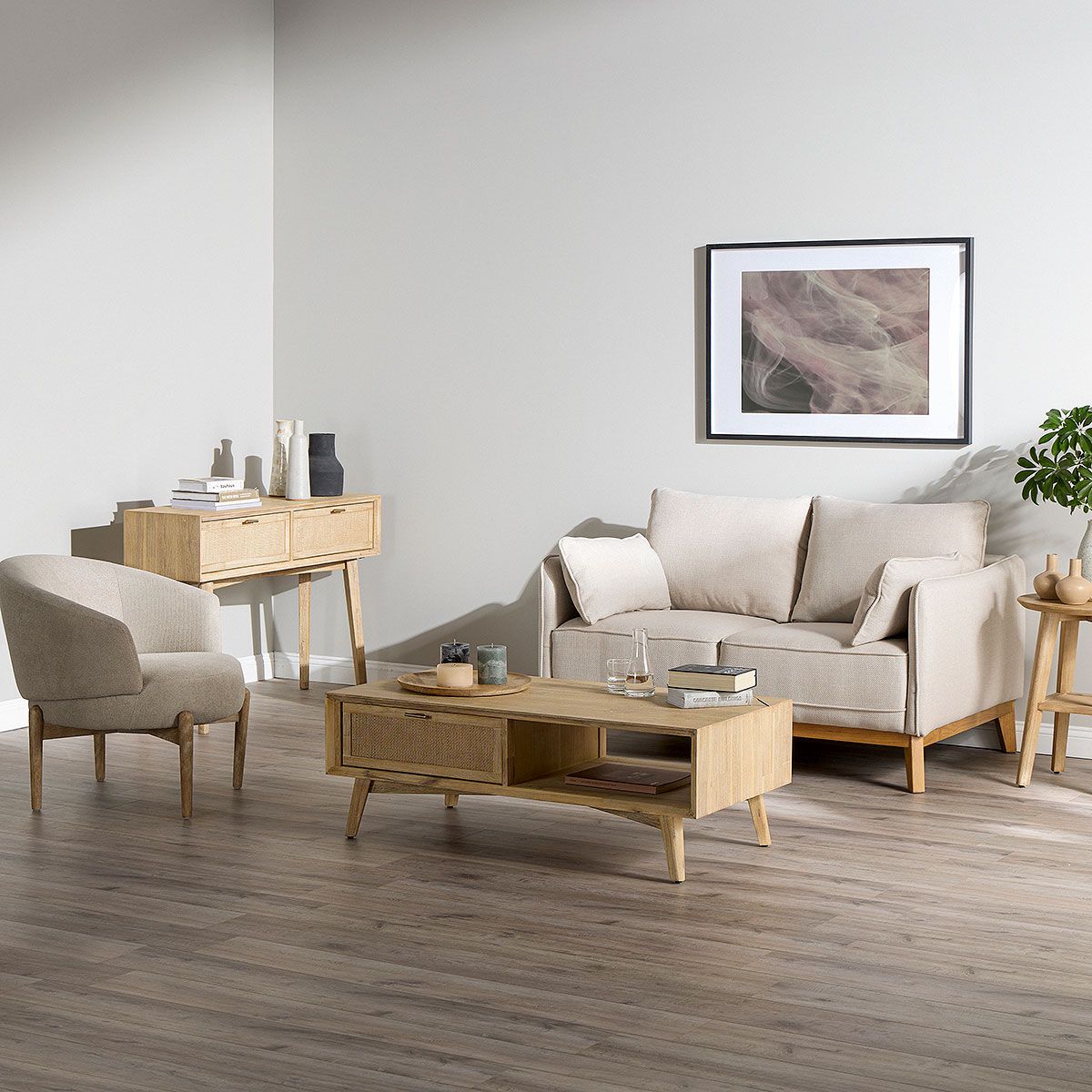 ROSEN - Sofá Holstebro 2 Cuerpos Tela Beige