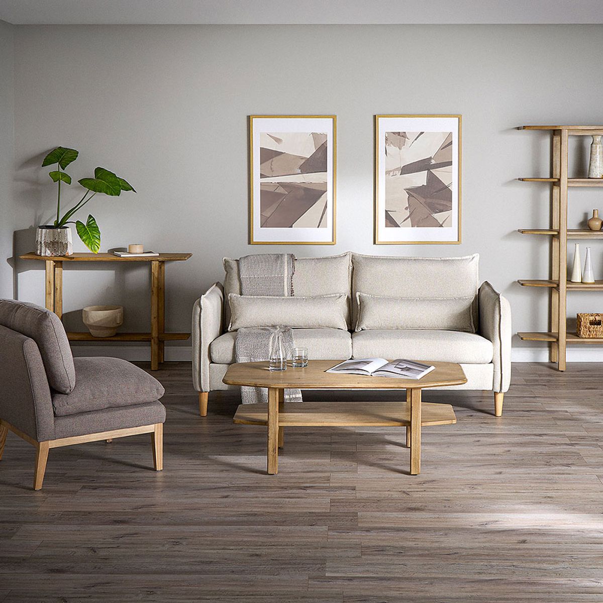 ROSEN - Sofá Blume 3 Cuerpos Tela Beige