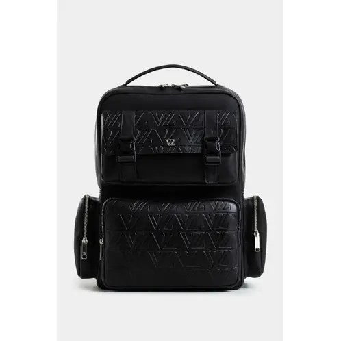 VELEZ - Vélez Mochila Print De Cuero Y Lona Hombre Monogram Negro
