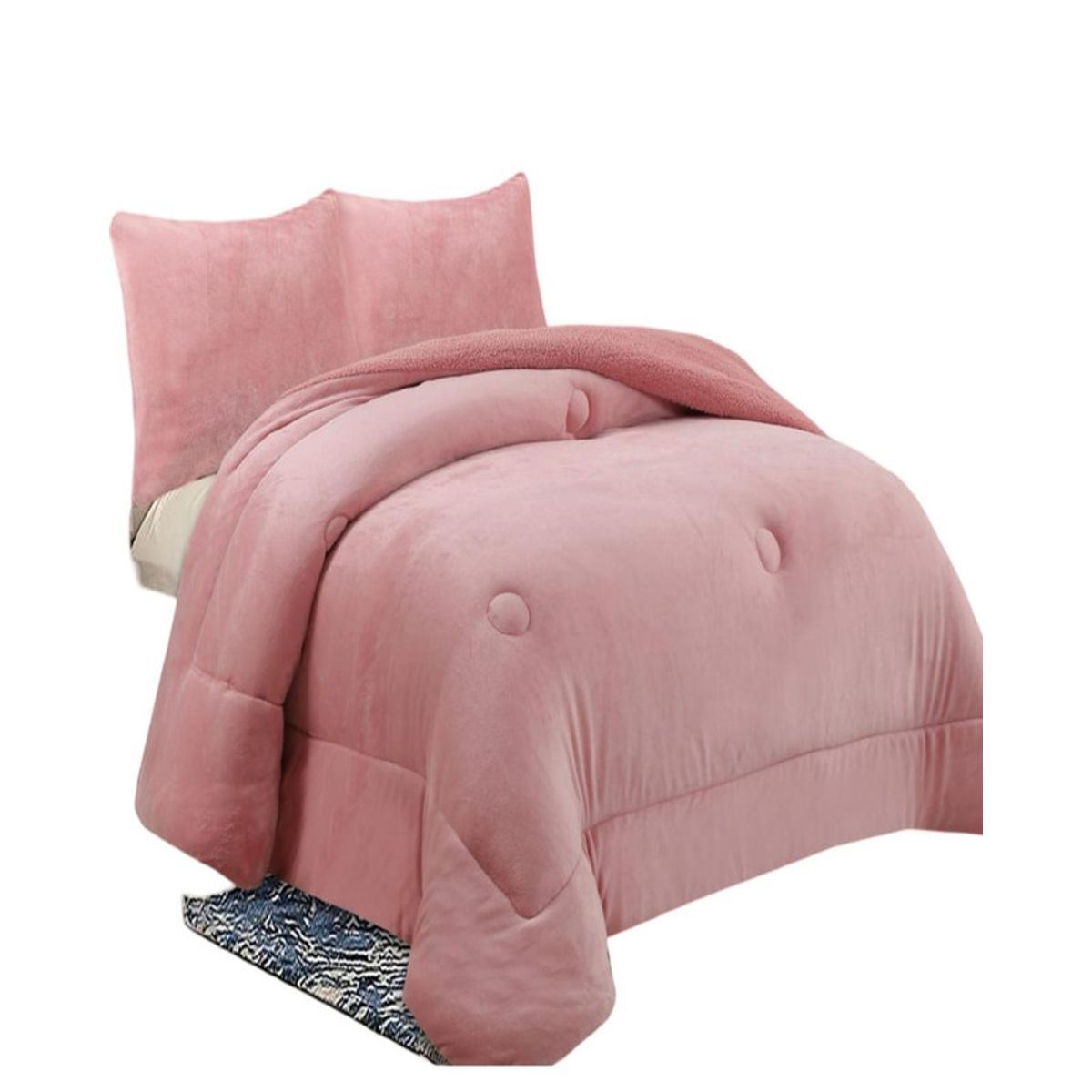 GENERICO - COBERTOR CON CHIPORRO INVIERNO 2 PLAZAS ROSA