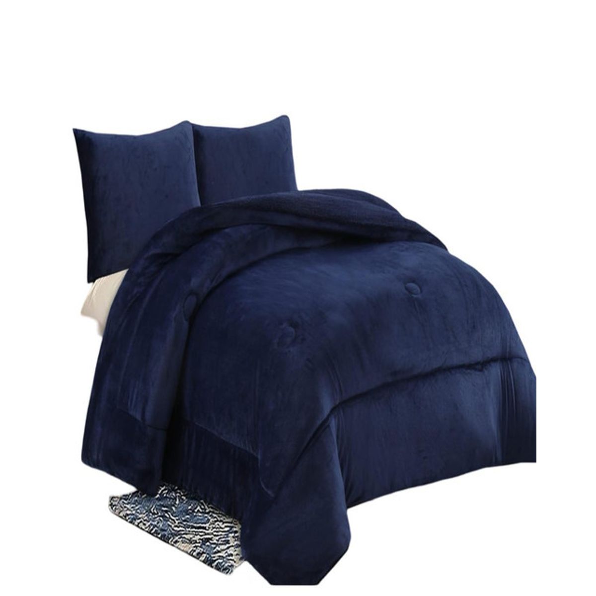 GENERICO - COBERTOR CON CHIPORRO INVIERNO 2 PLAZAS AZUL