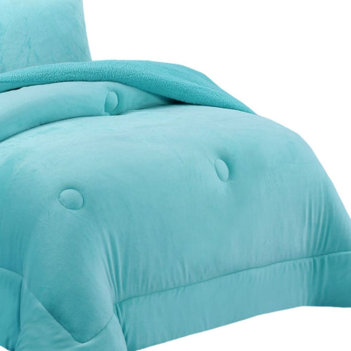 GENERICO - COBERTOR CON CHIPORRO INVIERNO 2 PLAZAS CELESTE