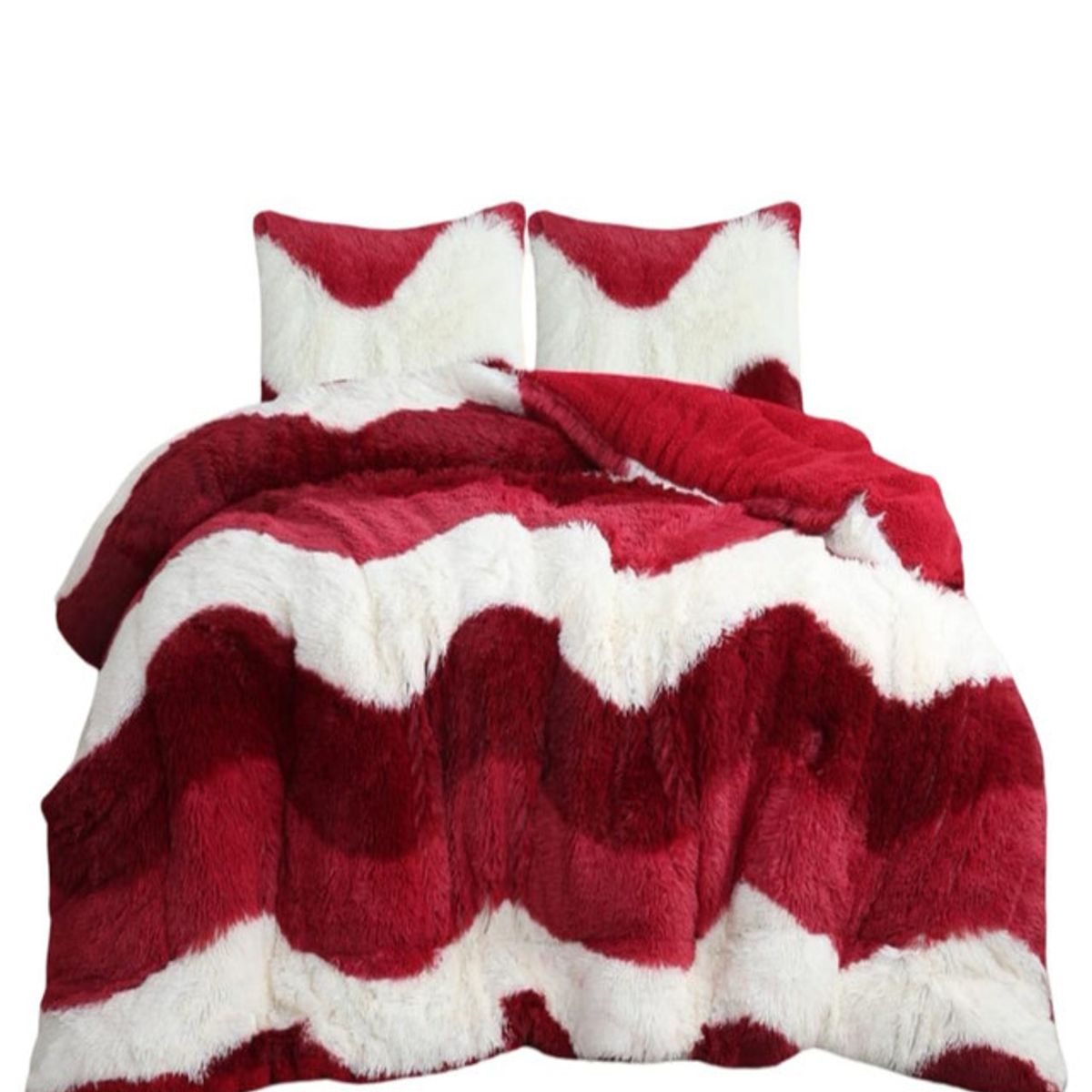 GENERICO - COBERTOR PELUDO CON CHIPORRO INVIERNO 2 PLAZAS Rojo