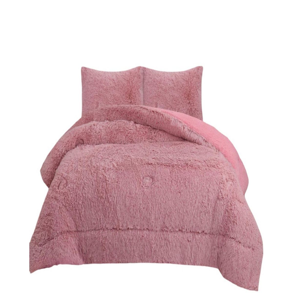 GENERICO - COBERTOR PELUDO CON CHIPORRO INVIERNO 2 PLAZAS Rosa