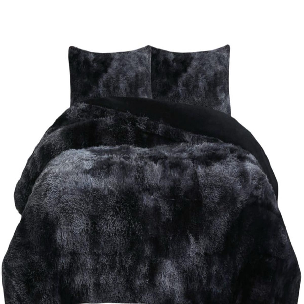 GENERICO - COBERTOR PELUDO INVIERNO KING- SUPER KING Negro Jaspeado