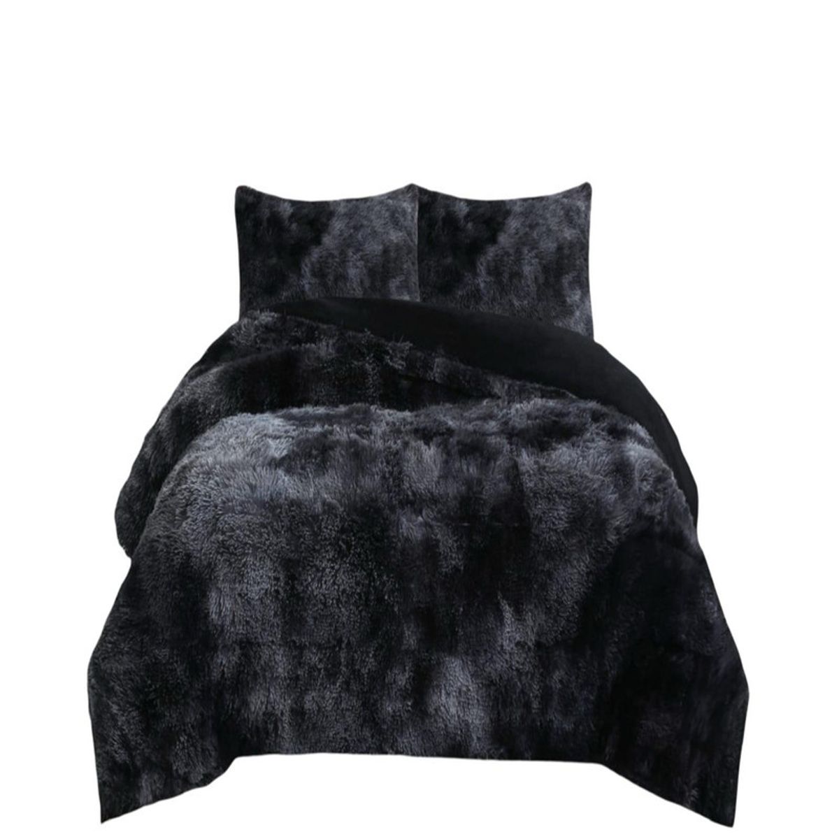 GENERICO - COBERTOR PELUDO INVIERNO KING- SUPER KING Negro Jaspeado