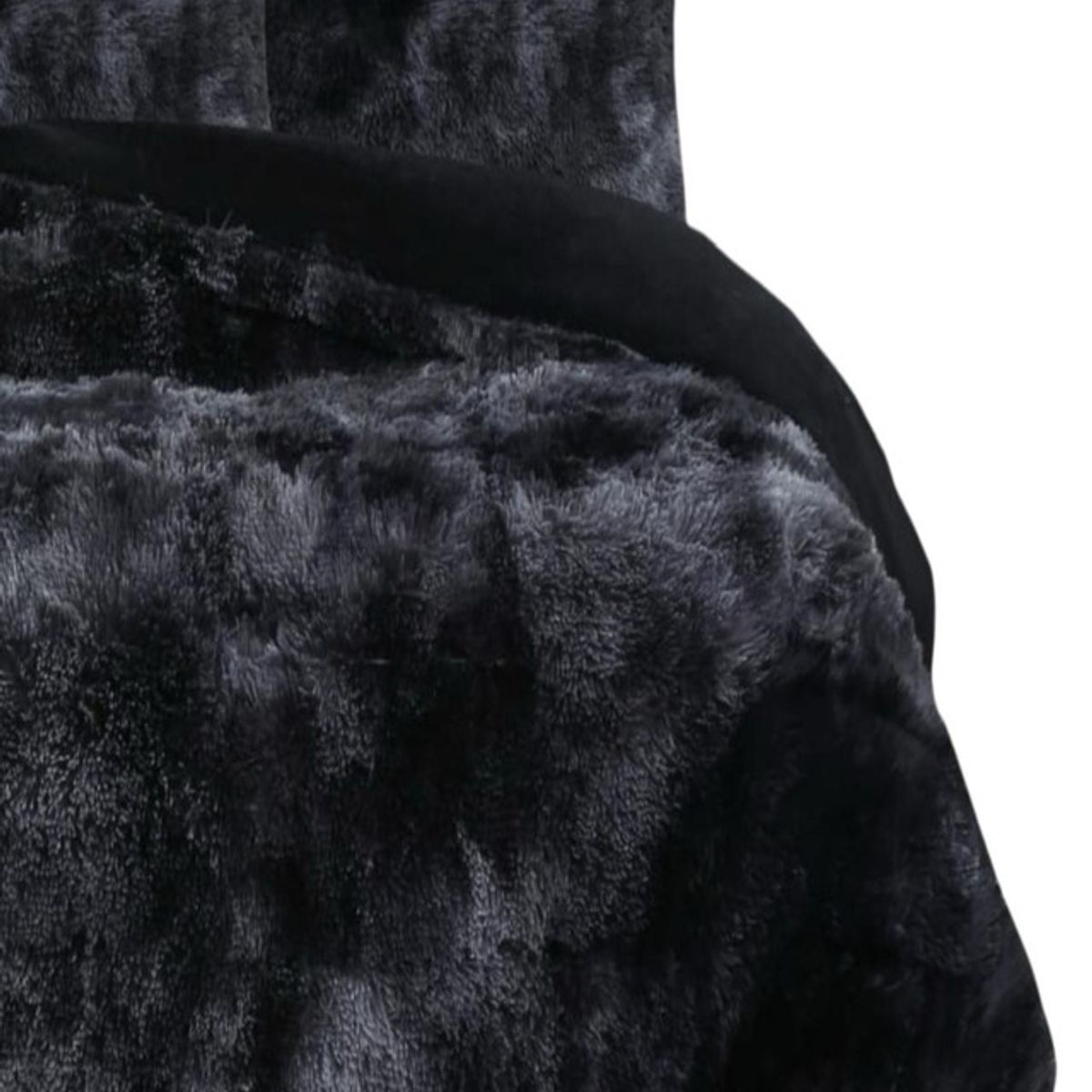 GENERICO - COBERTOR PELUDO INVIERNO KING- SUPER KING Negro Jaspeado