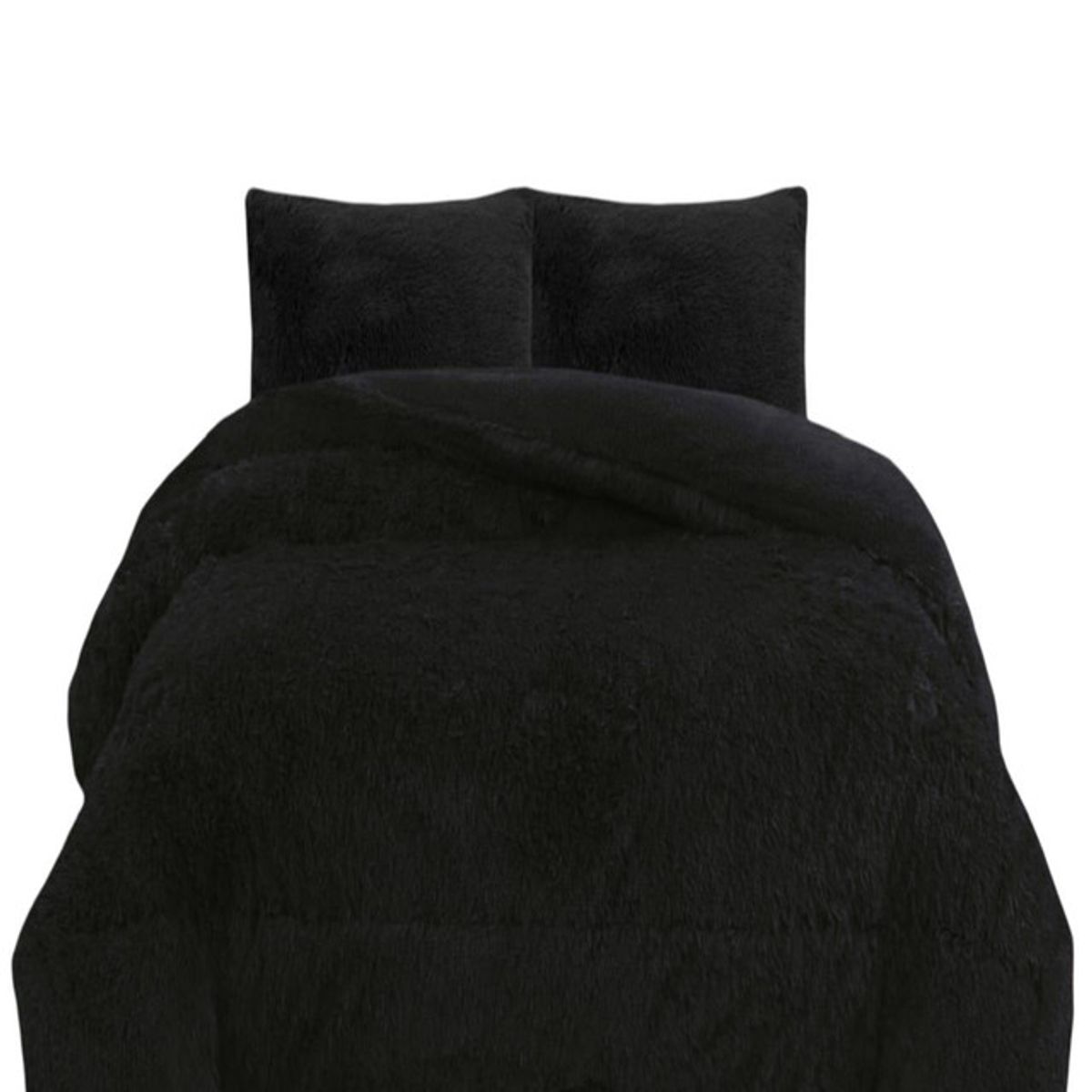 GENERICO - COBERTOR PELUDO INVIERNO PLAZA Y MEDIA Negro
