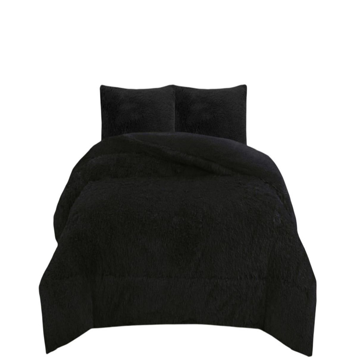 GENERICO - COBERTOR PELUDO INVIERNO PLAZA Y MEDIA Negro
