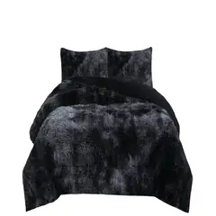 GENERICO - COBERTOR PELUDO INVIERNO PLAZA Y MEDIA Negro Jaspeado