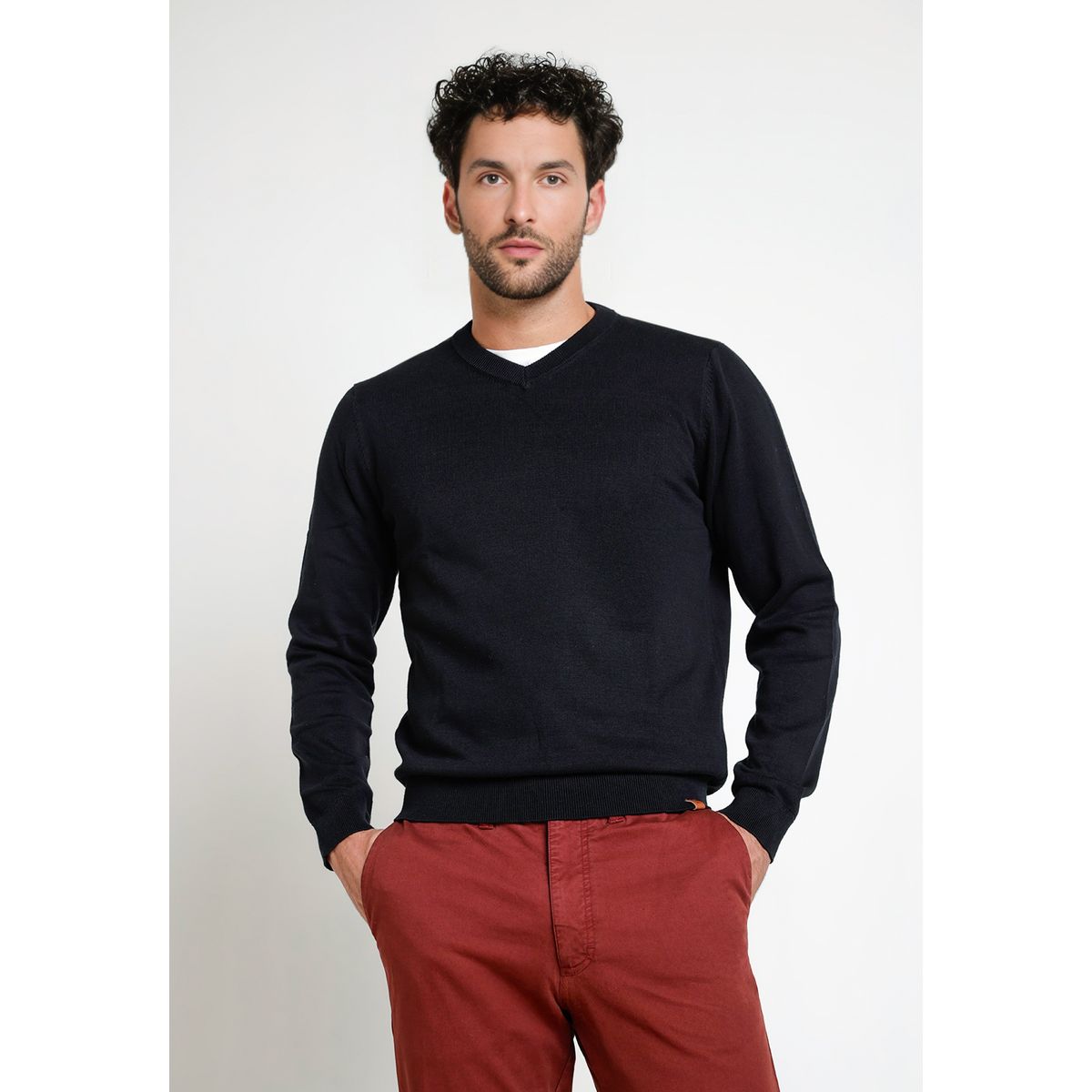 TRIAL - Sweater Hombre Cuello V Parrot Negro